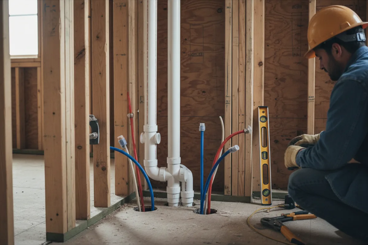 Drain and supply rough-in during Drain Cleaning in Worthington